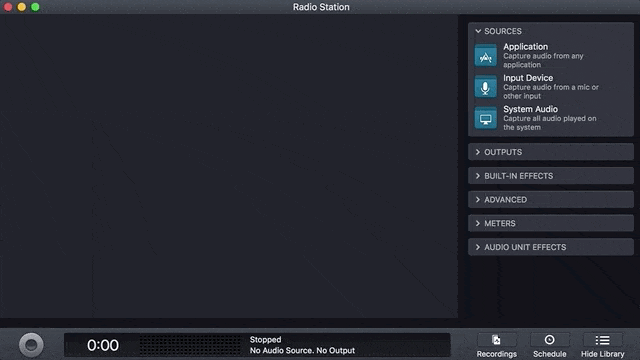 Gif shows an input block being dragged into an Audio Hijack session.