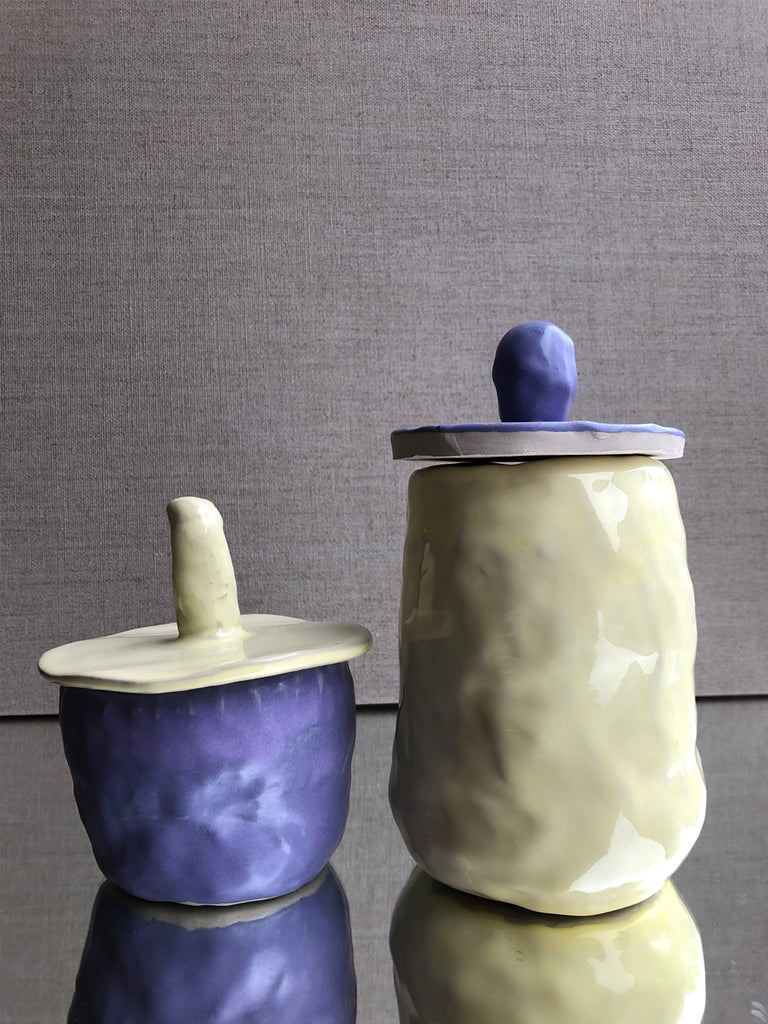 Yellow vase with top