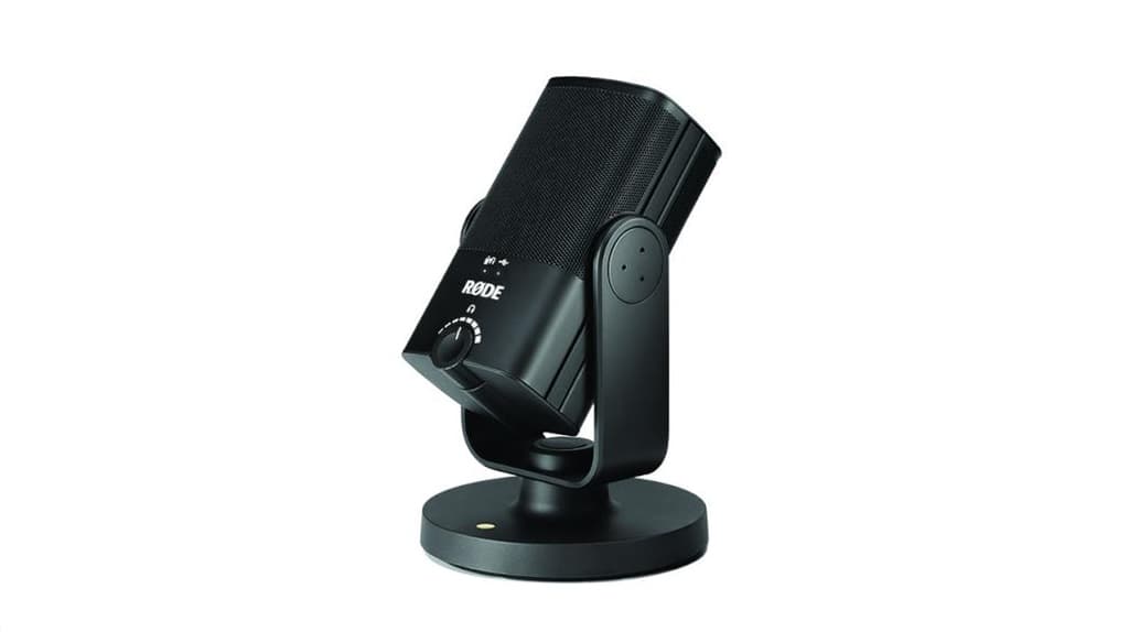 Image shows the Rode NT USB Mini microphone against a white background.