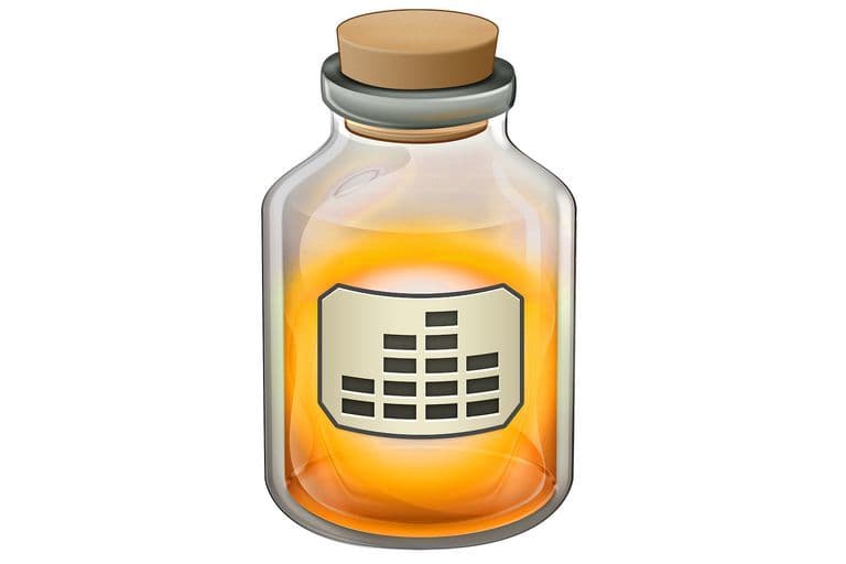 Image shows the logo for Audio Hijack, an animated cork-stop bottle.