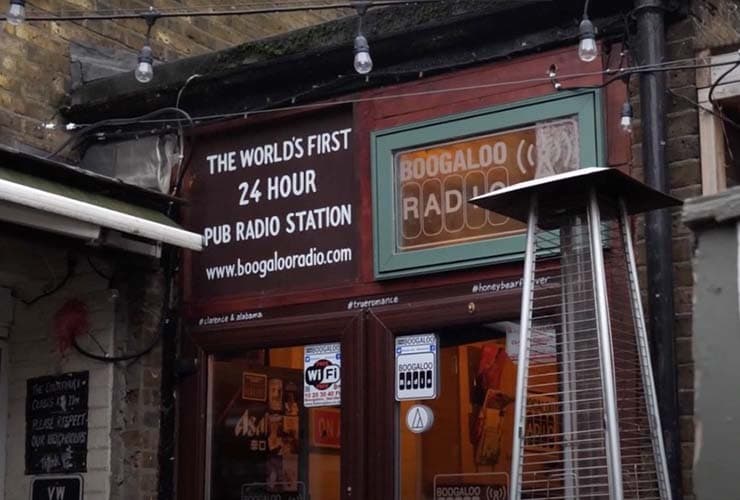 Image shows the outside of Boogaloo Radio Station.