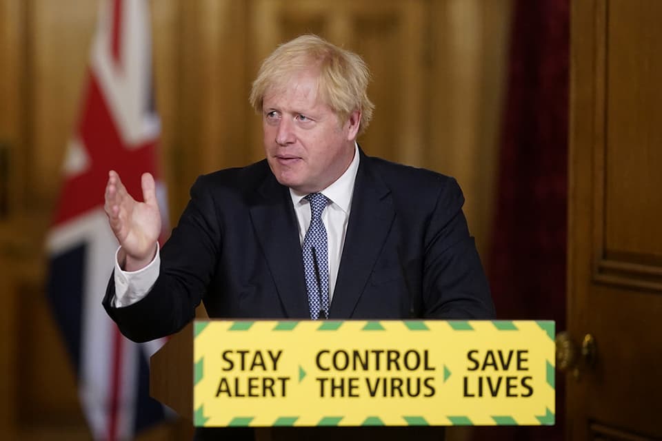 Boris Johnson giving a COVID announcement.