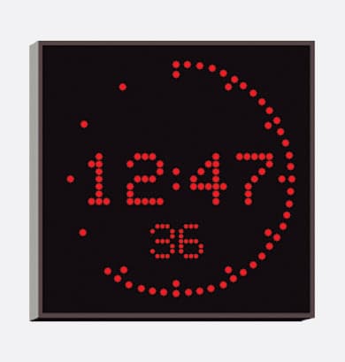 Image shows a digital LED clock.