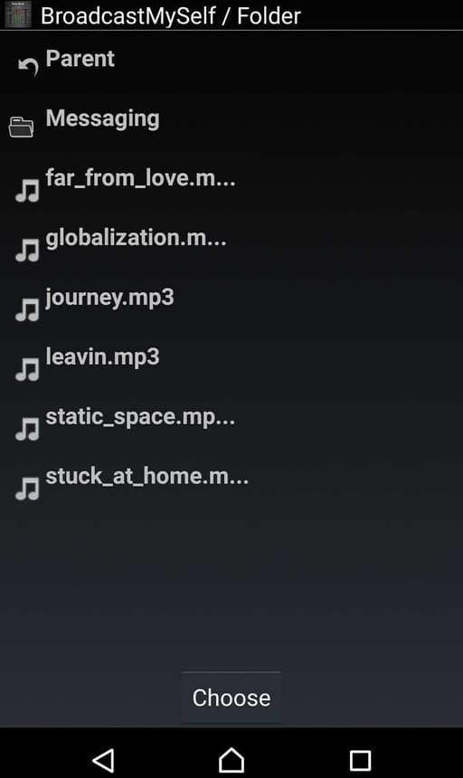 This is a list of tracks in white text against a black backdrop. The tracks all have stock names.