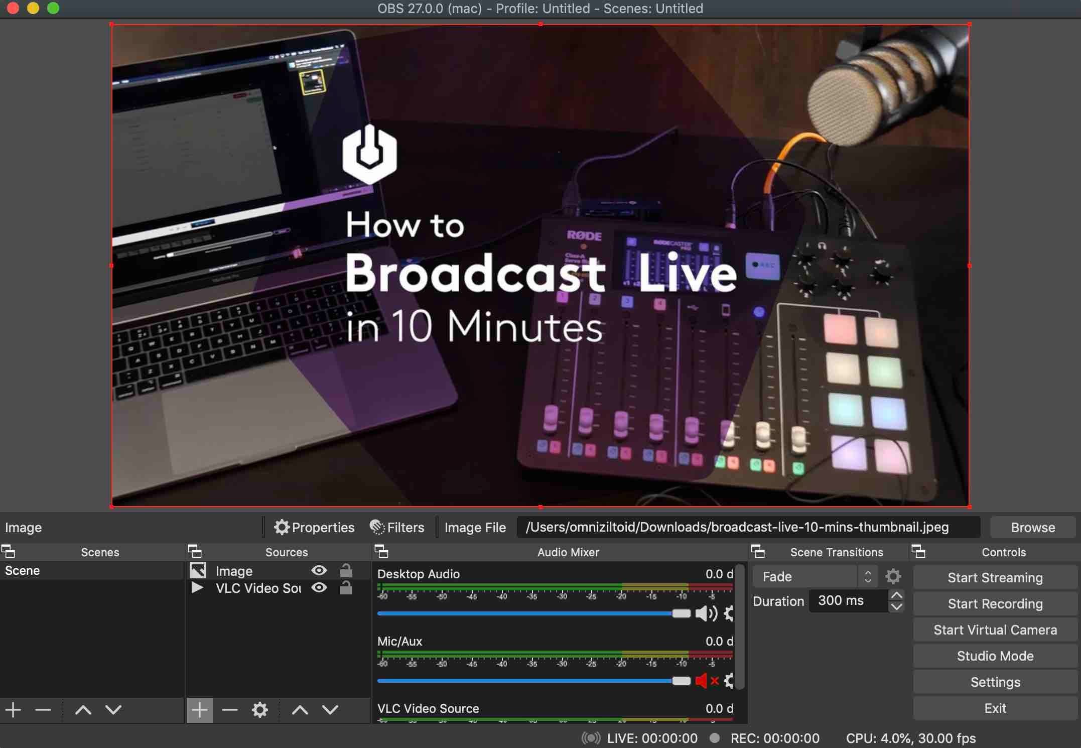Image shows a complete Youtube scene in OBS.