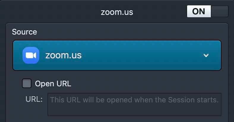 Image shows the Audio Hijack settings for connecting with Zoom.
