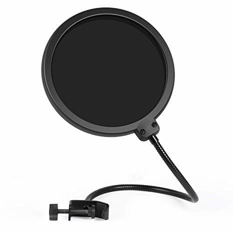 Image shows a black, circular InnoGear pop filter against a white background.