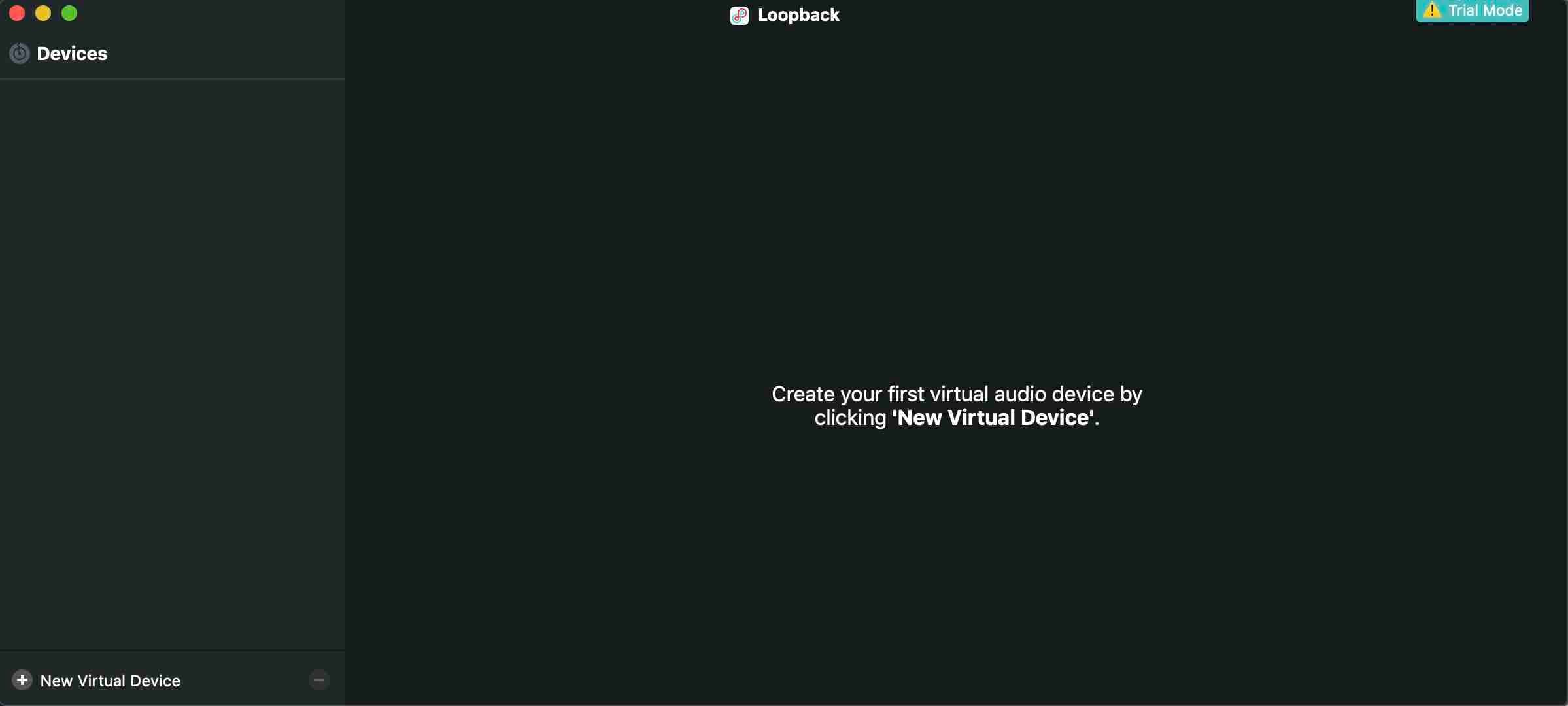 Image is a screenshot showing the Loopback home screen.