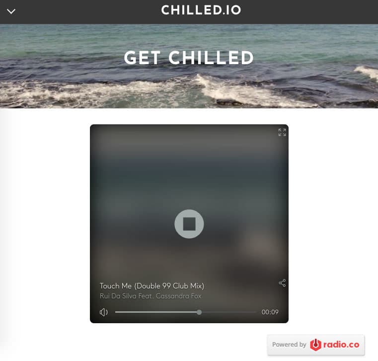 Image is a screenshot showing an example online radio station that is accessible to everyone.