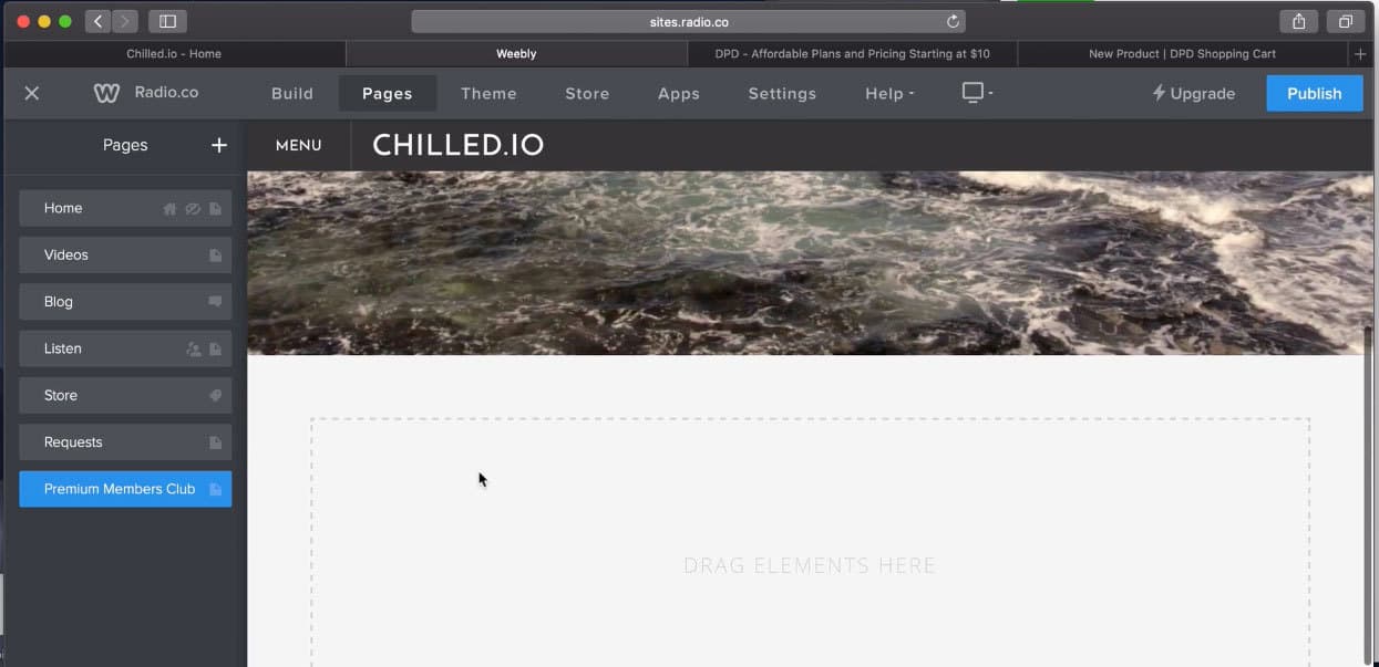Image shows the feature of creating a Premium Members Club on the example radio station website.