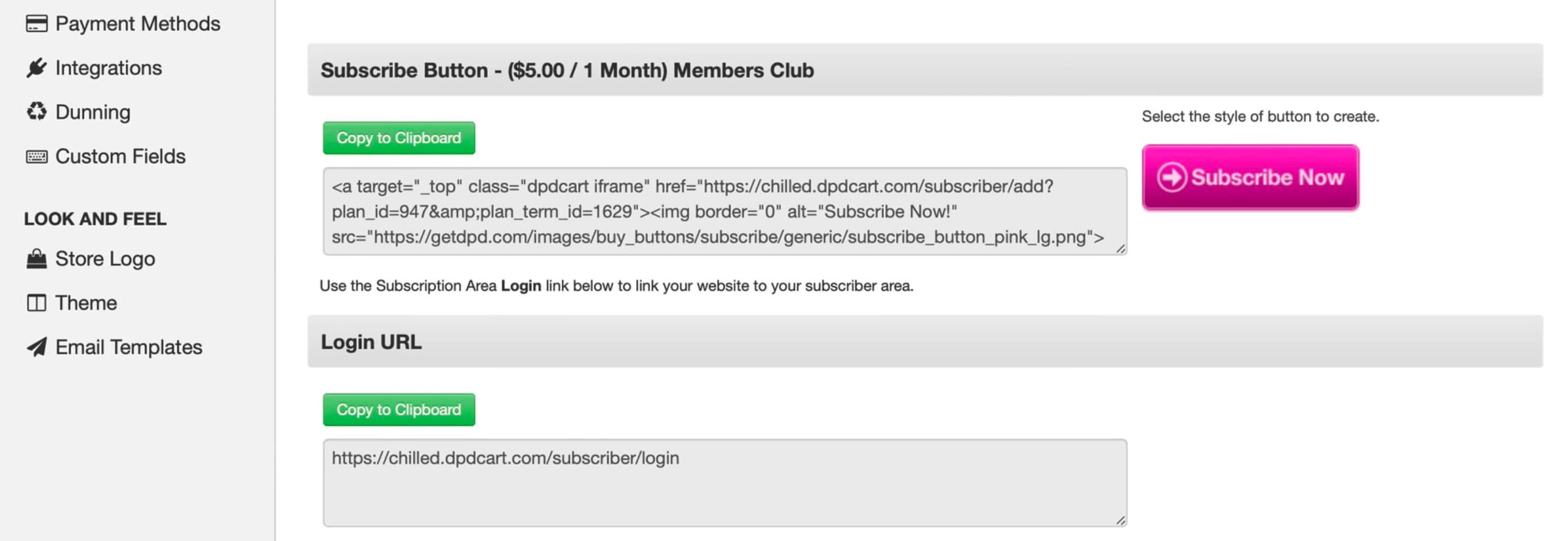 Image is a screenshot showing the embed code for putting a sign up button on your site.