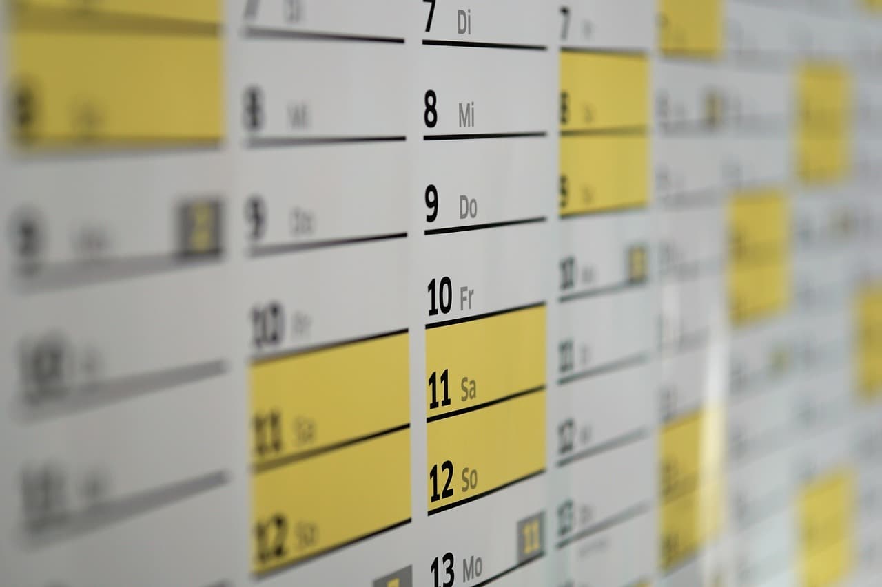 Image is a close-up of a wall calendar.
