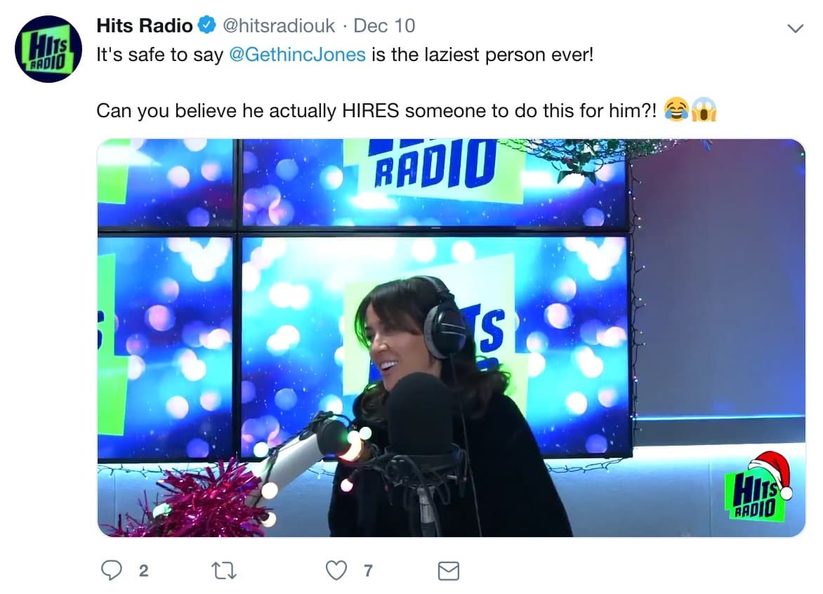 Image shows a tweet from Hits Radio.