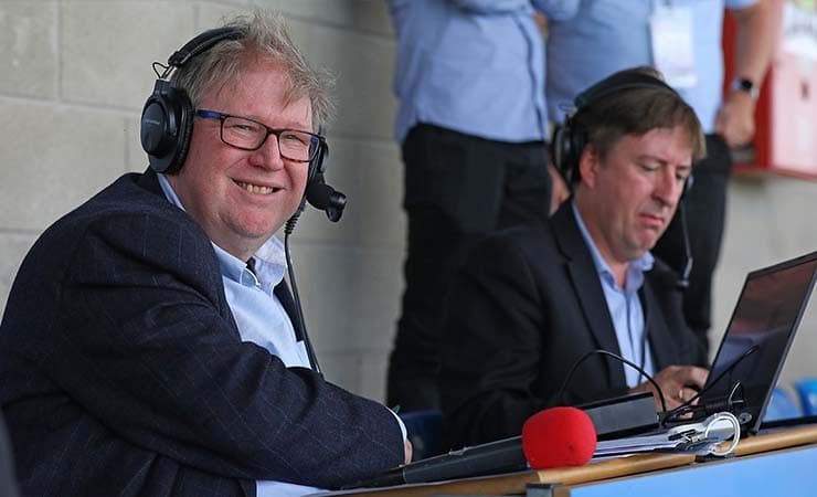 Image shows 1866 Sport commentators Phil Tooley and Nick Johnson, reporting live from a game.