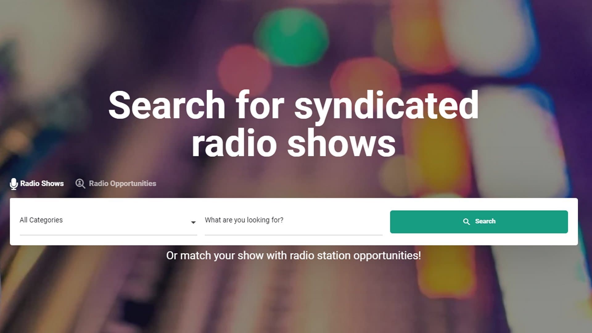 Image shows the Syndishows search bar.