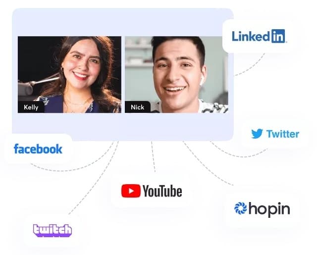 A diagram showing StreamYard connecting to multiple platforms.