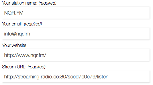 This is an image of the station's basic information form in white and black.
