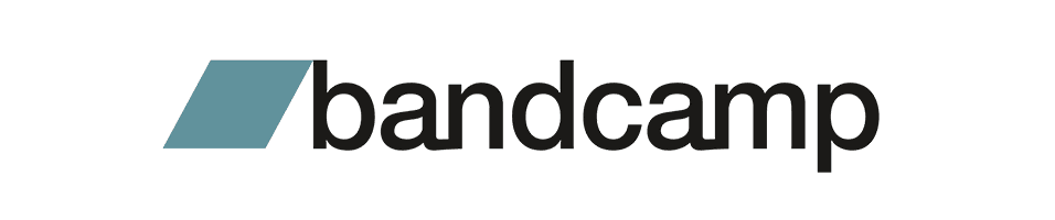This is the bandcamp logo, the word over a white backdrop with a teal parallellogram above