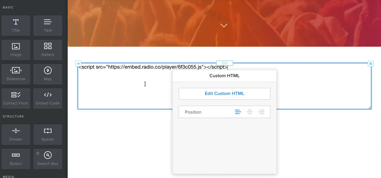 This is exactly the same as the previous screenshots, though this image visualises embedding code. it has a practice code in a white and blue text box.