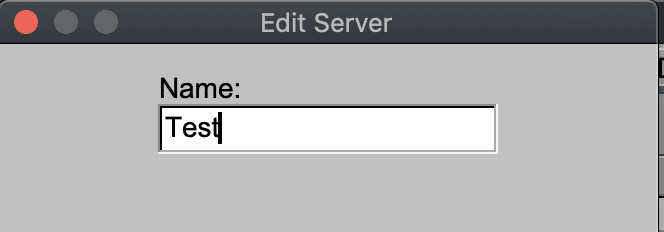 Image shows the Server Name Field within the software BUTT.