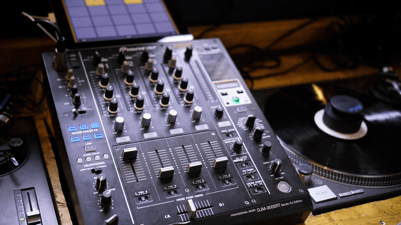 Image shows the mixer and turntable in the Melodic Distraction radio studio.