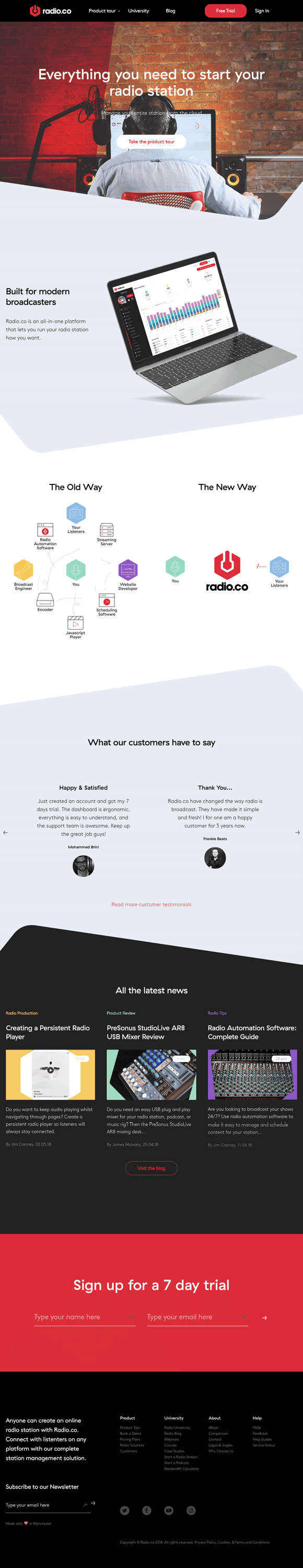 Image is a screenshot of the new Radio.co website.