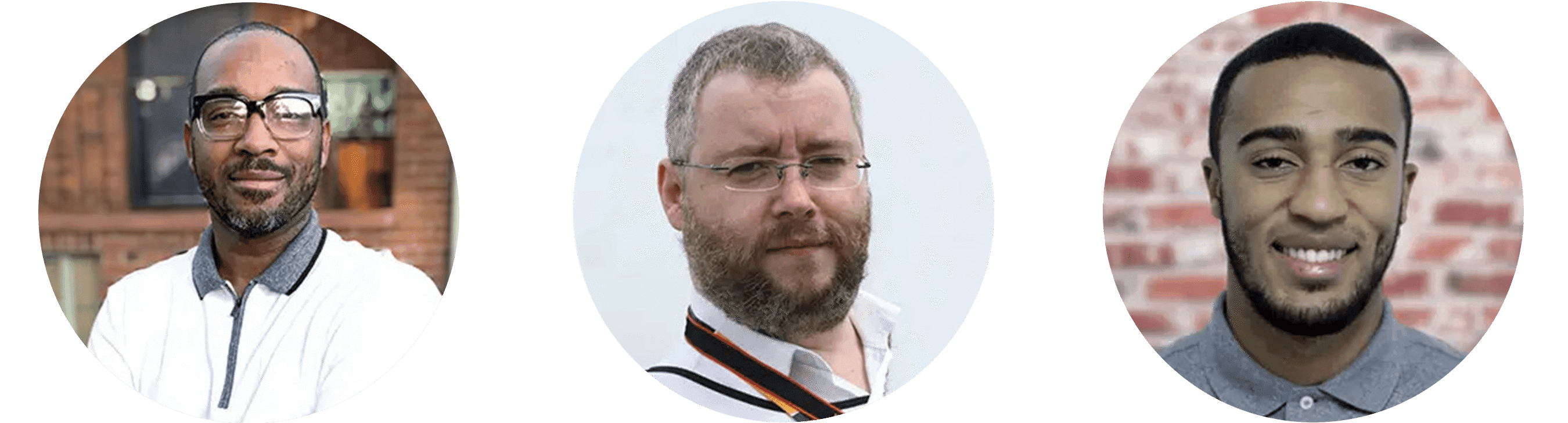 Image is three circular headshots of members of the Radio.co Customer success team.