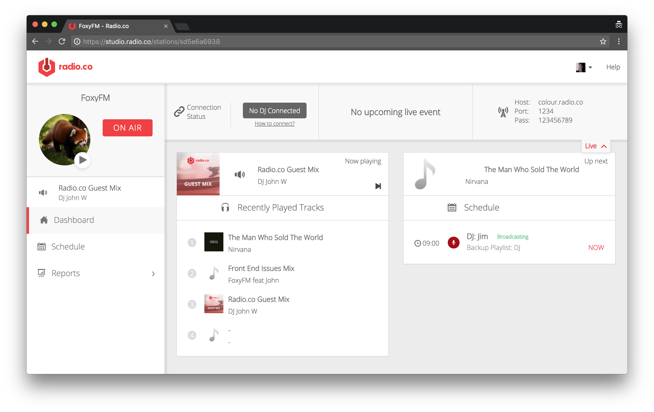 This is a further screenshot of the Guest DJ feature in Radio.co, but zoomed out.