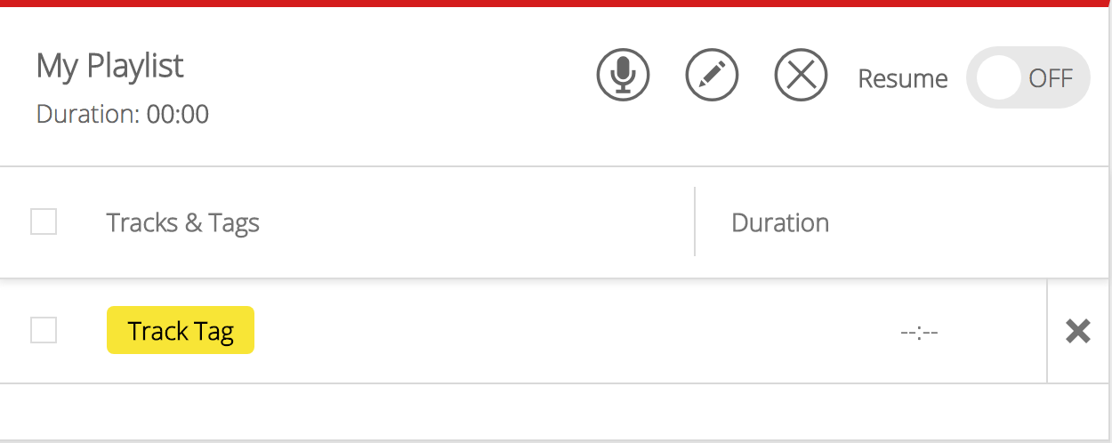 Image shows a playlist example using just one tag, in the Radio.co dashboard.