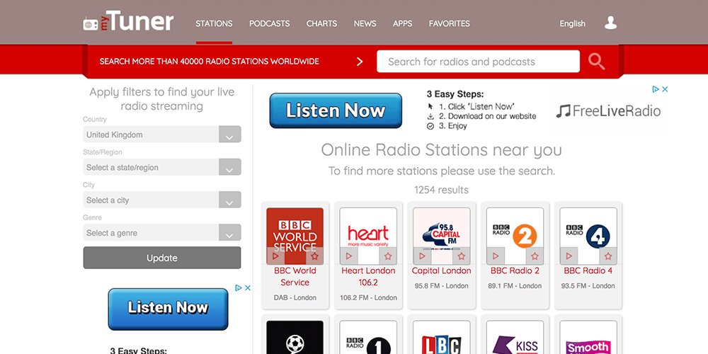 Image shows the homepage of the website MyTuner.