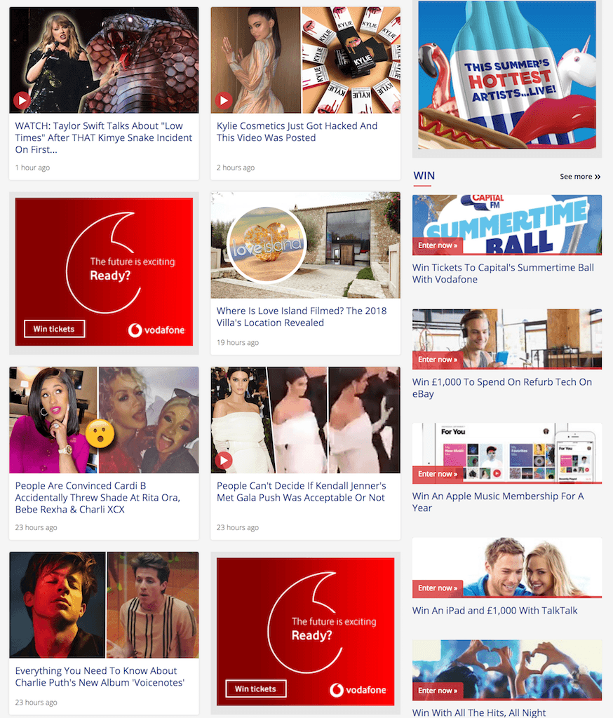 Image shows a page on the Capital 1 website.