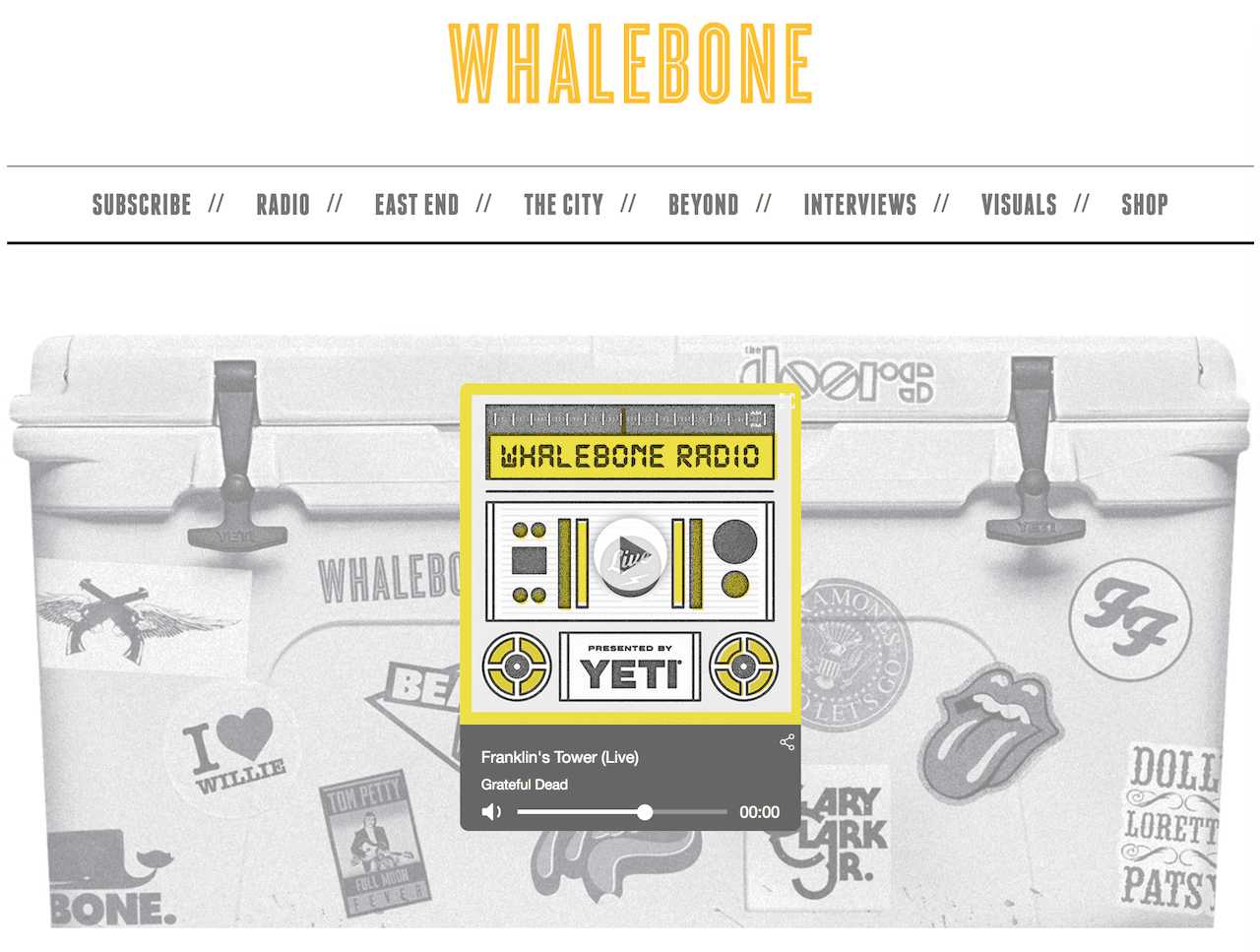 Image shows the Whalebone magazine homepage.