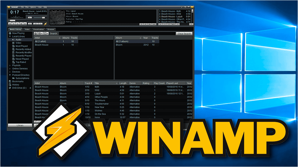 This is an image of the Winamp Setup screen, a black screen with indecipherable text. The word WINAMP is in the bottom corner in orrange lettering.
