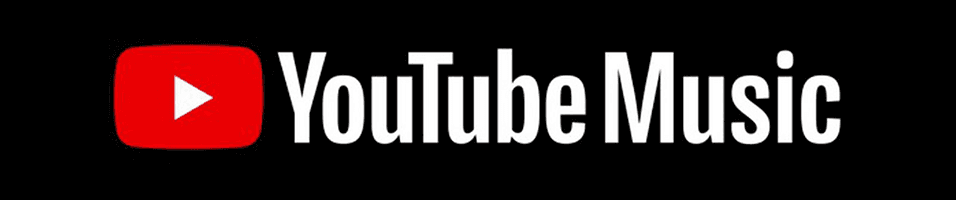 This is a black banner with the words YouTube Music in white in the centre, next to the red square and white play arrow for the logo visible.